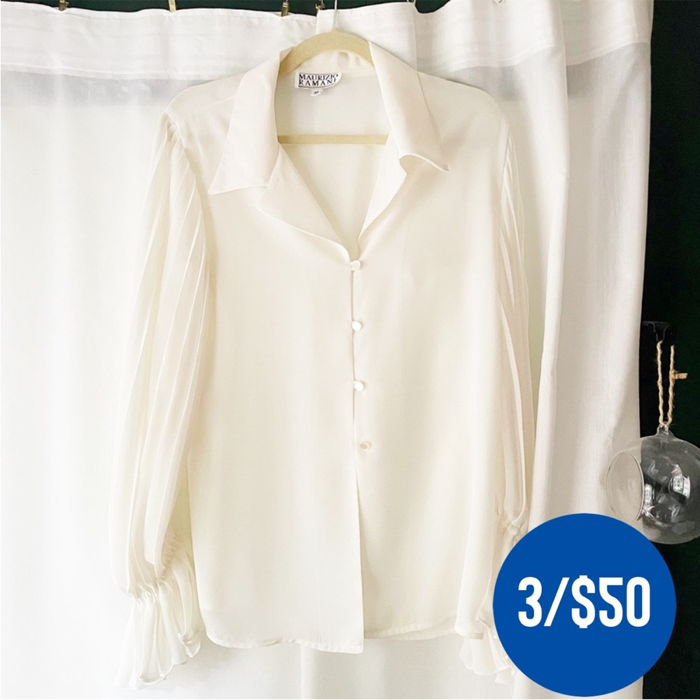 3/$50 VTG Maurizio Ramani Poet Chiffon Blouse M
